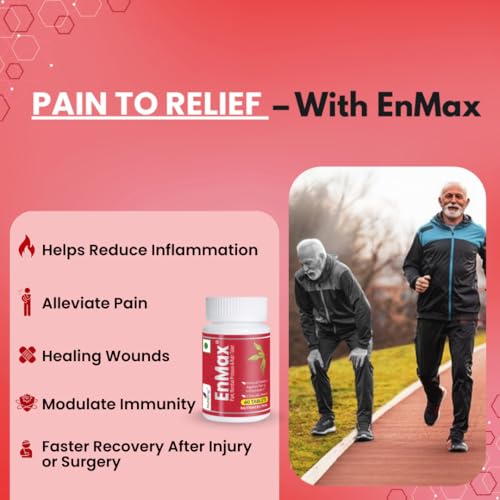 Image of EnMax - A Clinically Proven Proteolytic Systemic Enzyme Tablet for Pain, Natural Pain Healer, Inflammation, Wound Healing & Faster Recovery From Injury or Surgery | 60 Servings - Made in India by NutriZing