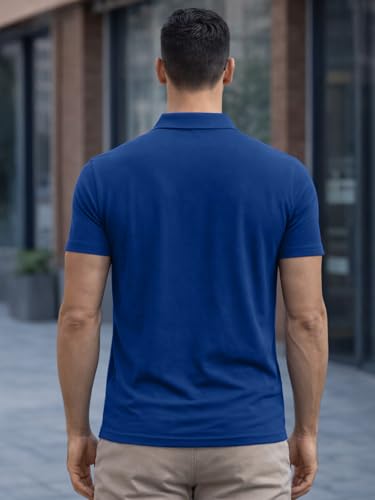 Image of Veirdo Men's Regular Fit Interlock Polo T-Shirt, Cotton Fabric, Half Sleeves,Stylish Collared Neck, Perfect for Casual and Office Wear, Soft, Comfortable (S-2XL)