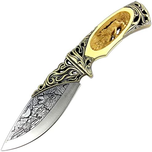 ZED1 Wolf Night Stainless Steel Silver Blade Collectible Hunting Knife 10"(10 inch) with Detailed Handle & Blade with Gift Box