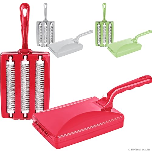 Set Of 2 Triple Crumb Brush - Roller Brush Includes Long Handle For Easy Cleaning | Handheld Sweeper Ideal For Cleaning Small Crumbs | Rug, Carpet Cleaner | Easy To Use, Strong, Durable & Long Lasting