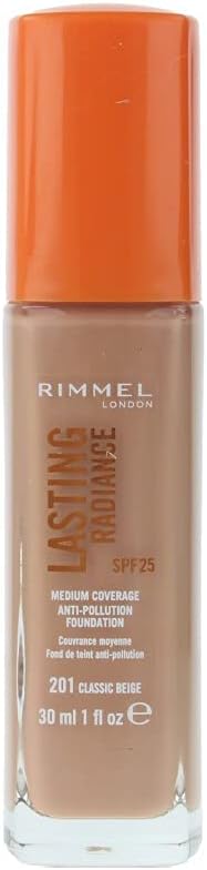 Lasting Radiance Medium Coverage Anti Pollution Foundation, SPF 25, 201 Classic Beige (Rimmel Wake Me Up Foundation Upgrade)