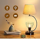 Bedside Lamp with Dual USB Ports, 2-Lights Design Lamps for Nightstand, Modern Desk Lamp Table Lamp...