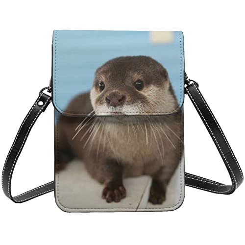 Sac à bandoulière imprimé loutre pochette portable cuir petit sac femmes