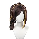 XiongXiongLe Halloween Anime Role Chiori Cosplay Wig Women Costume Pigtail Brown Long Wavy Hair Wig for Adult Cos Party Halloween Christmas