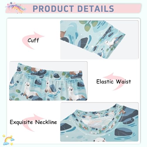 senya Otter on Pond Pajamas Set Long Sleeve Soft Cotton Sleepwear 2 Piece4