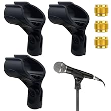 【Material】The mic clips for stands are made of plastic and metal, strong and durable. And they have metal copper screw threads instead of plastic screw threads. Nice and sturdy. 【Adjustable】A adjustment knob has been designed to this microphone stand...