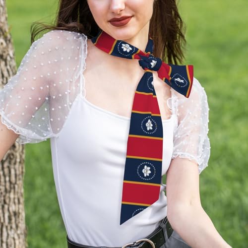 Mississippi State Flag printing Women's Fashion Scarf Silk Feeling Scarf Satin Head Scarf for Women Long silk scarf (satin).4