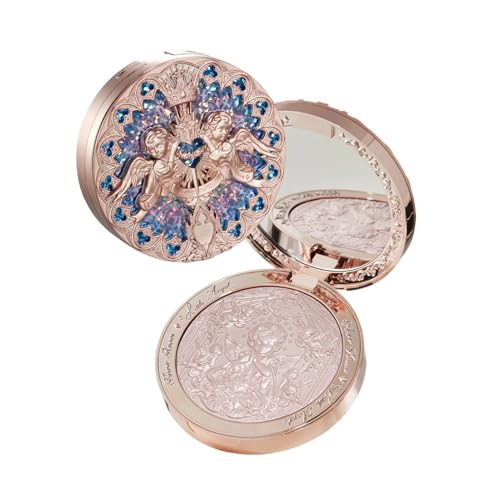 Flower Knows Little Angel Embossed Highlighter-Rosy Pearl Highlighter Powder,Dreamy Pink