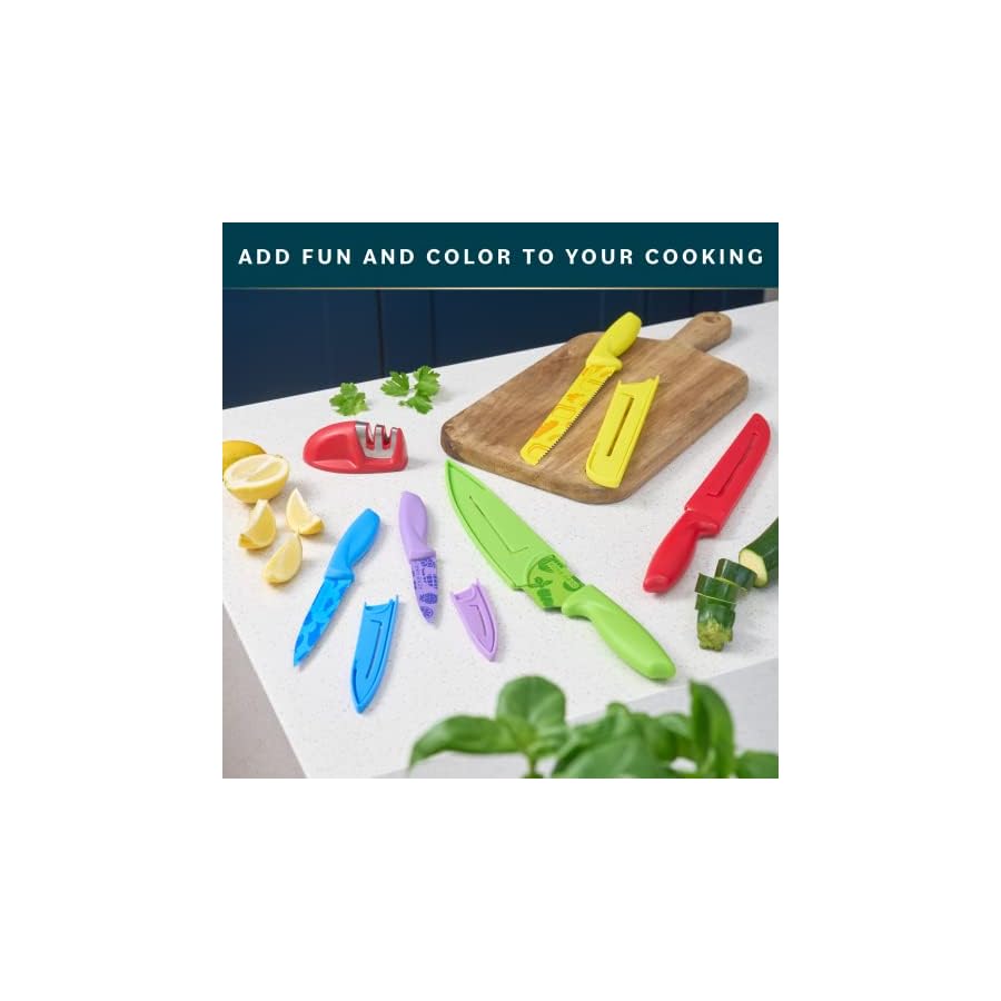 Home-Hero-Rainbow-Knife-Set-Kitchen-Knife-Set-11-pcs-Knives-Set-for-Kitchen-Kitchen-Knife-Sets-Knife-with-Sheath-Butcher-Knife-Set-Colorful-Knife-Set-Cooking-Knife-Set-Cutting-Knifes-Set Home Hero Kitchen Knife Set with Sheath Covers - High Carbon Stainless Steel Kitchen Knives with Ergonomic Handles & Ceramic Coating, Nonstick Ceramic Knife Set with Chef Knife (11 Pcs - Rainbow)