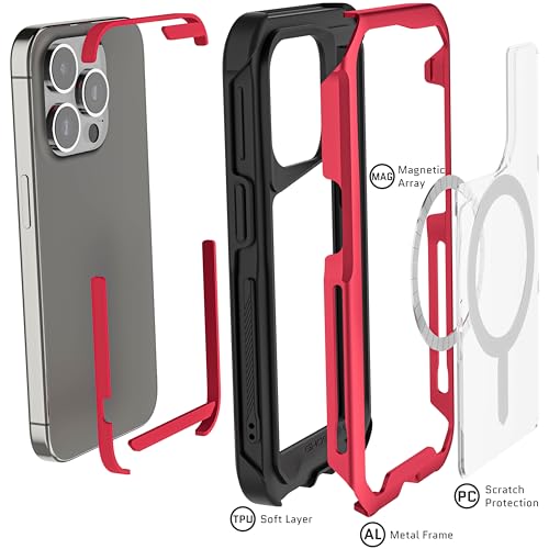 Coque aluminium iPhone 15 Pro rouge protection robuste haut de gamme