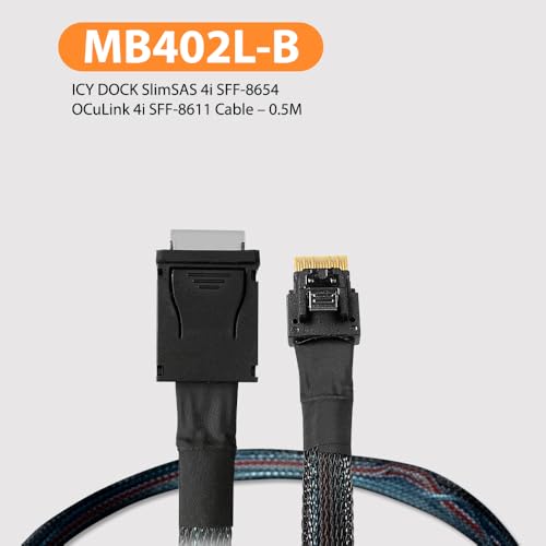 Cable ICY DOCK MB402L-B SlimSAS 4i a OCuLink 4i 0.5 m miniatura 2