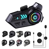 Foaiskygod Motorcycle Helmet Bluetooth Headset, Helmet Speakers with 2 Type Mics,1000mAh Large Battery Motorcycle Headphones IP67/Automatic Answer/Call Music Control/Noise Cancellation/Wake up Siri