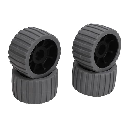 Asixxsix 4 Pcs 5 X 3 Wobble Roller, Boat Trailer Roller, PVC Ribbed Wobble Roller Kit, Mounting Hole Diameter 1-1/8, High Temp Resist Poly Ribbed Wobble Roller for Boats Trailers (Gray)