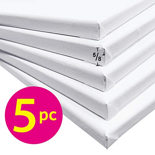 Phoenix Stretched Canvas For Painting 18X24 Inch/5 Value Pack, 8 Oz Triple Primed 5/8 Inch Profile 100% Cotton White Blank Canvas, Large Framed Canvas For Oil Acrylic & Pouring Art #TOP1