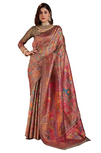 Image of SGF11 Women's Kanjivaram Pure Soft Silk Saree With Unstitched Blouse Piece