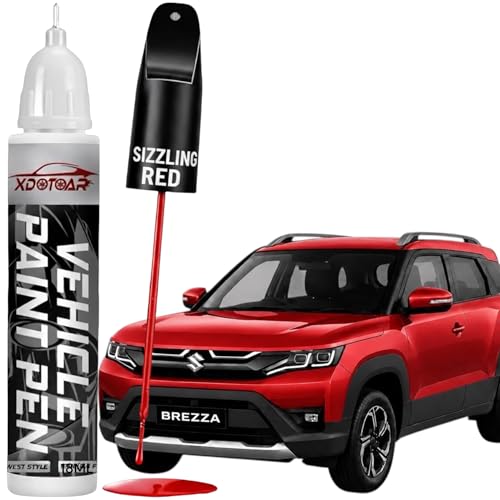 Image of XDOTOAR Sizzling Red (WAA) Touch Up Paint Compatible with Maruti Suzuki Brezza | Exact Match 2-in-1 Car Scratch Repair Paint Pen | Chip & Nick Repair | Quick Dry Automotive Paint | Includes 1 Disposable Micro Applicator | 18ml