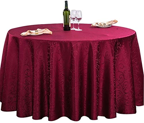 JXQ Mantel redondo de color sólido, impermeable de poliéster jacquard para mesa de comedor, para bodas, restaurantes y fiestas (color: rojo vino, tamaño: 140 x 140 cm)