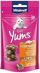 Vitakraft Cat Yums, snack gatto, morbido snack gatto ripieno con pollo ed erba gatta, in bustina richiudibile, senza zuccheri aggiunti (1x 40g)