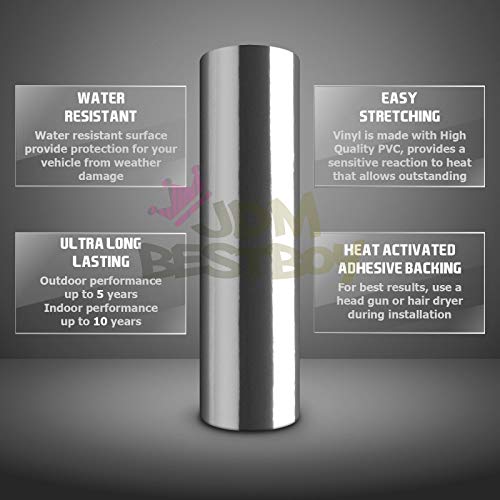Premium Silver Chrome Car Vinyl Wrap Sticker Decal Film Sheet With Bubble Air Free Release - 4"X8" (10Cm X 20Cm) Sample #TOP5