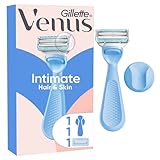 Gillette Venus Intimate rasoir maillot, manche bleu ergonomique réutilisable, recharge de lames, tête plus petite conçue pour zones intimes et pour le rasage du pubis