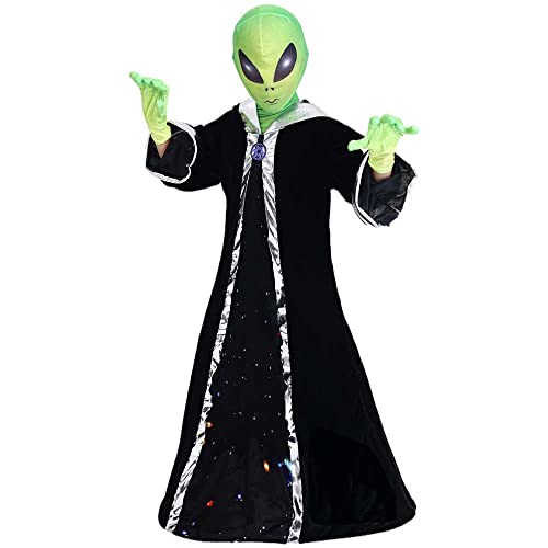 Disfraz infantil de alienígena con capa y máscara verde miniatura 2