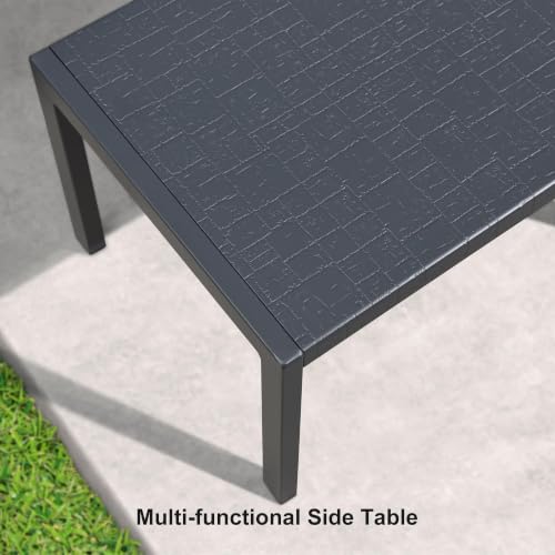 Image of PURPLE LEAF Outdoor Chaise Lounge with Wheels, Set of 4 with Table, Grey