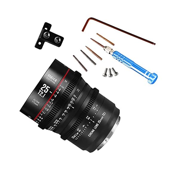 MEKE 25mm T2.1 Super 35 Prime Manueller Fokus Kino-Objektiv für EF-Mount Cine Kamera, kompatibel mit Canon C200 C300 II, RED Komodo, BMPCC 6K, Z CAM E2-S6 BMPCC 6K Pro – Bild 7