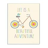 The Kids Room by Stupell Life Is A Beautiful Adventure Bird On A Bike Rectangle Wall Plaque, 11 x 0.5 x 15, Proudly Made in USA