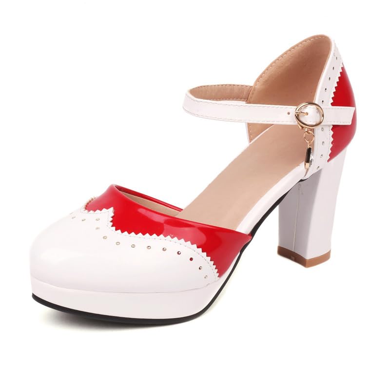 Image of FOREADA Lolita Bow Platform High Heel Women Rockabilly Mary Jane Dress Pump | Boasts soft kawaii retro vintage lolita tea party aesthetic, with block heel ,bow, round toe versatile style for dress wear