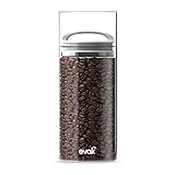 Best PREMIUM Airtight Storage Container for Coffee Beans, Tea and Dry Goods - EVAK - Innovation that Works by Prepara, Glass and Stainless, Compact White Gloss Handle, Large