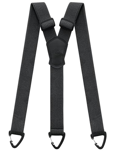 Kohentact Bretelles pour Hommes Extra Résistantes – 3,8 cm de Largeur, Portables Sous les Vêtements, 3 Passants à Boutons-Pression, Idéales pour Pantalons de Travail, Ski et Salopettes