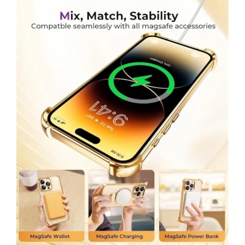 Étui pliable iPhone 16 doré avec clip pour objectif photo et coque antichute