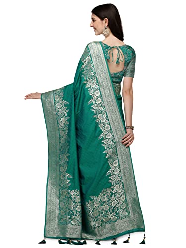 Image of Mehrang Cotton Banarasi Silk Saree for Women With Unstitched Blouse Piece