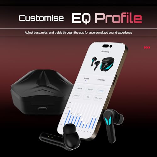 Image of Fire-Boltt Aero Shadow TWS Earbuds Custom EQ, RGB Lights, Wireless Bluetooth 5.4, Music & App Support, 50H Playtime, Fast Charging Case, 50ms Low Latency for Gaming, Touch Controls - Onyx Black