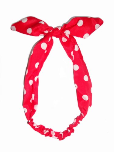 E-Phoenix Tied Bow Polka Dot Headwrap Headband Red