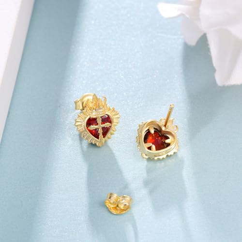 Sacred Heart of Jesus Earrings 925 Sterling Silver Sacred Heart Earrings Jewelry for Women Catholic Jewelry for Women4