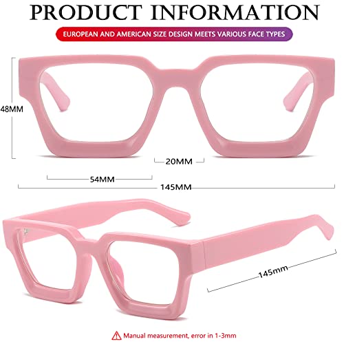 Image of AIEYEZO Square Thick Frame Glasses for Women Men Fashion Blue Light Glasses Trendy Chic Computer Eyeglasses
