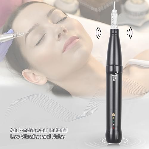 Permanent Eyebrow Makeup Wired Tattoo Machine Kit Corded Tattoo Pen with 15pcs Mixed Cartridges Needles for Shading Eyeliner Lip Microshading (Black)