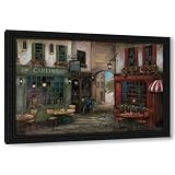Manning, Ruane 40x28 Black Ornate Framed Canvas Art Print Titled: Courtyard Ambiance