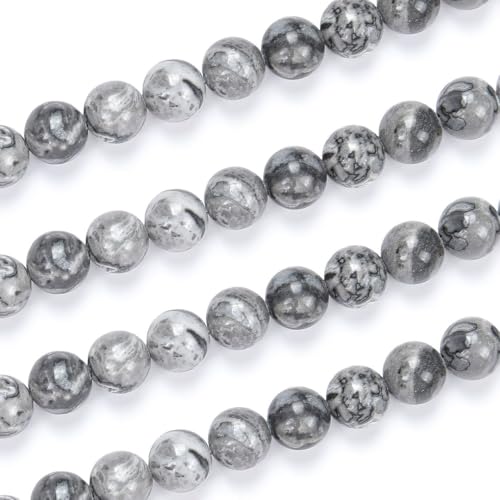 35pcs Adabele Natural Landscape Jasper Gemstone 10mm Round Beads