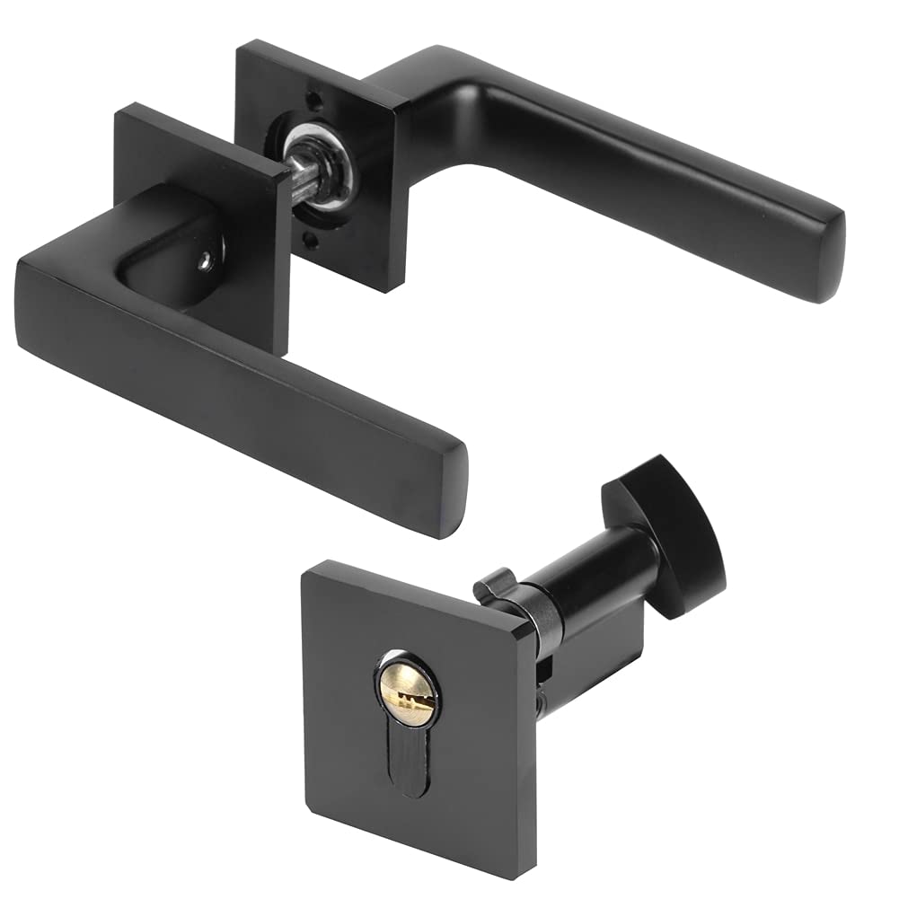 DFHEsdfD Door Handles, Door Lock Set Privacy Front Back Bedroom Lever Latch Zinc Alloy with Handle for Home Security Handleset