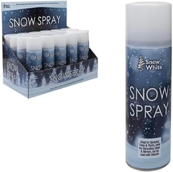 G4GADGET Pack of 4 White Snow Spray 85ML/125G & 8 Premium Gift Wrapping Papers 70cm x 50cm Ideal, Trees and Wreaths