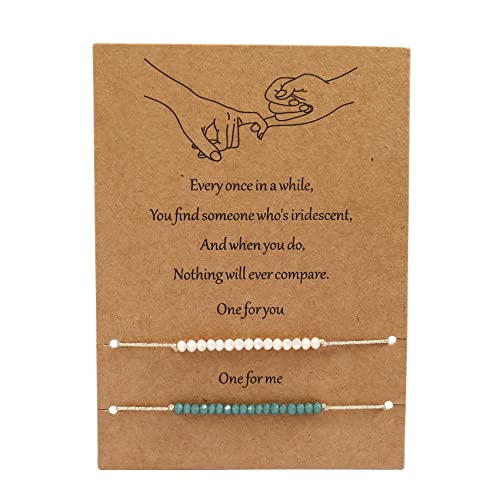 Bracelet d'amitié en cristal naturel pour couple : lot de 2 bijoux réglables