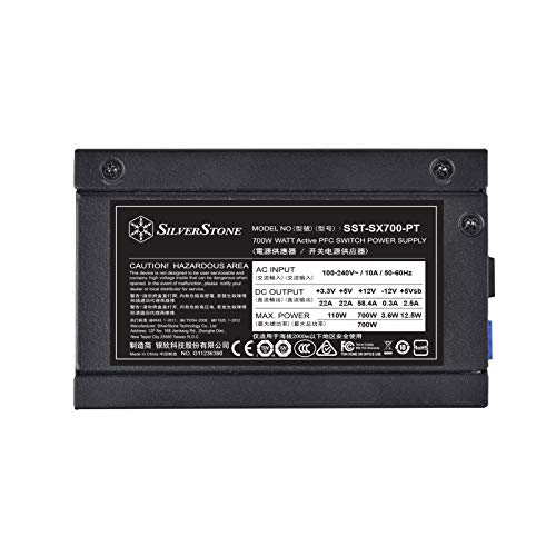 Fuente de alimentación SFX Silverstone SX700-PT de 700W en color negro para equipos compactos 5