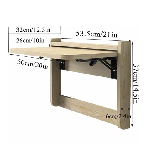 Table pliante murale 53,5x37cm avec supports d'étagère pliables robustes