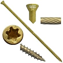 #9 x 6" Bronze Star Exterior Coated TRIM HEAD Wood Screw Torx/Star Drive Head - Multipurpose Exterior Coated Torx/Star Drive Wood Screws - 1 POUND - 43 Approx. Screw Count