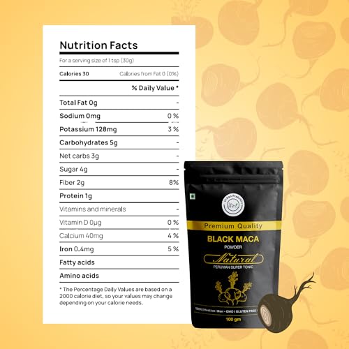 Urban Prakriti Black Maca Powder 100gm |100% Pure & Natural Superfood for Men and Women| Boost Enery,Stamina, Hormonal Balance, Vitality |Rich in Fiber, Vitamin B12, B6 |High in Protein, Iron, Calcium