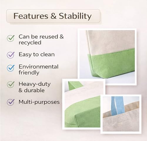 Image of Lify Heavy Duty Cotton Canvas Tote Bag Grocery Shopping Bag, Cotton Tote Bags eco-friendly for Schools, promotion, branding- 3 &4 Pc Pack