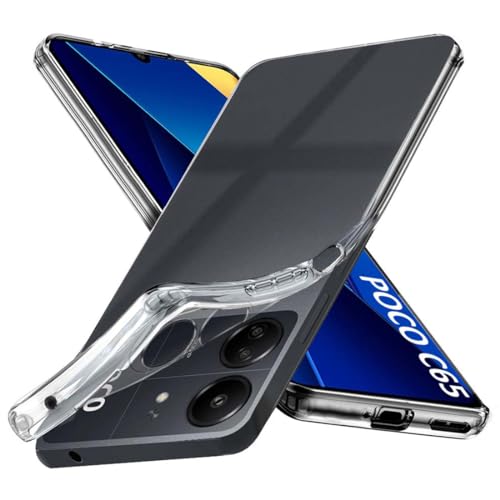 Image of Fashionury Shockproof Back Case Cover for Poco C65 | Raised Bumps for Camera & Screen Protection | Ultra Clear Soft Silicone Back Cover Case for Poco C65