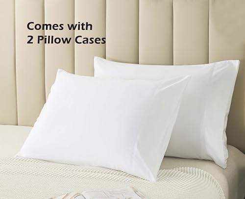 WhatsBedding Queen Size Pillowcases Set of 2, 20x30 Cotton Pillow Case with Envelope Closure, Soft & Breathable Pillow Covers for Bed, White